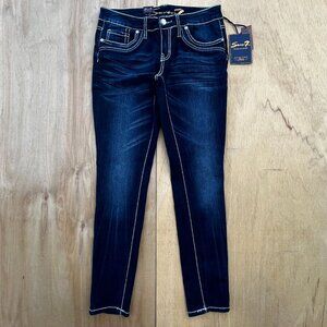 SEVEN 7 LOW RISE EMBROIDERED THICK STITCH WOMEN’S LEGGING JEANS sz 8 NWT